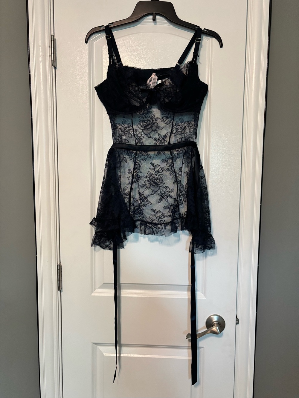 Victoria's Secret Deep Blue Lace Sheer Chemise Size XL